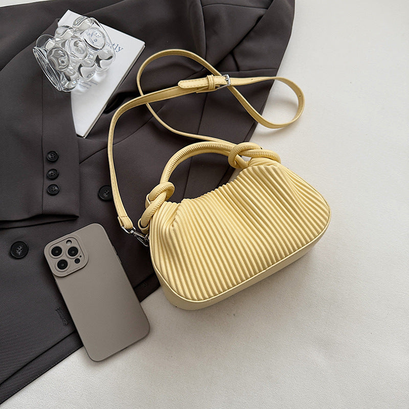 Mini sac plissé jaune pâle anse nouée — Mimosa | La Touche