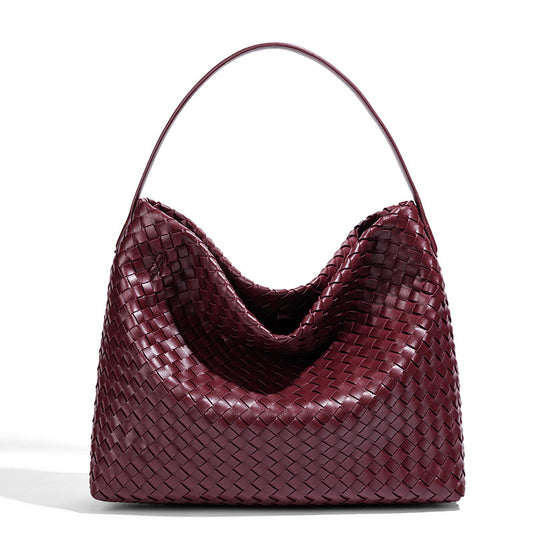 Grand sac hobo tressé bordeaux — Cerise | La Touche